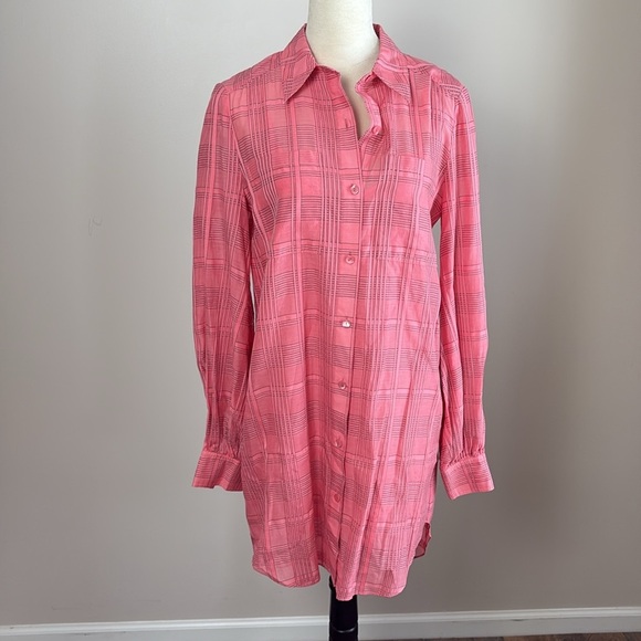 Trina Turk womens Aisling Silk-Blend Mini Dress Long Sleeve Shirtdress Size S - Picture 13 of 14